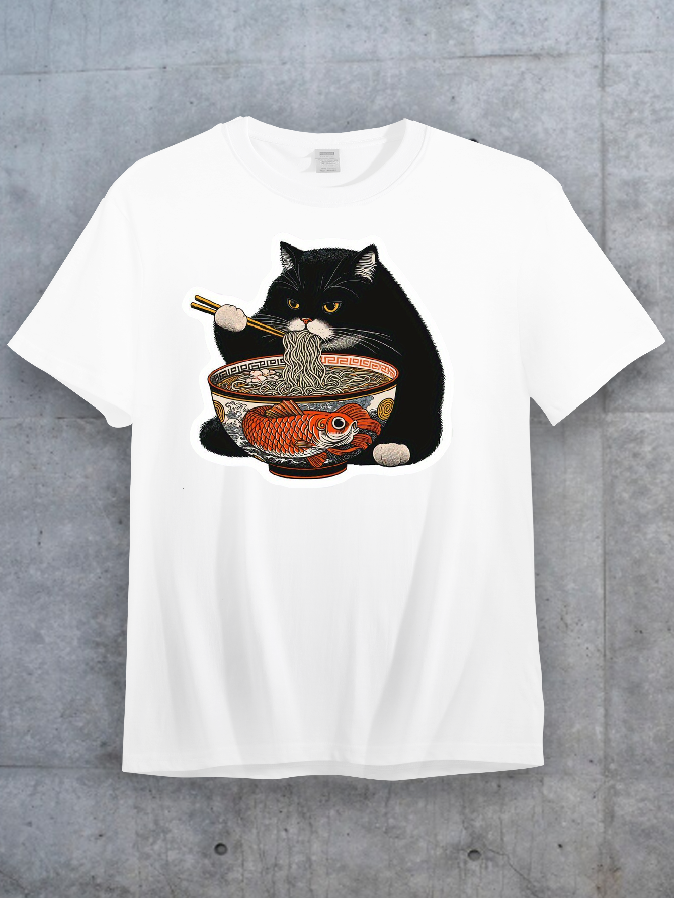[Alt Sketch] Japanese Ukiyo-e Cat Eating Ramen T-Shirt for Men and Women