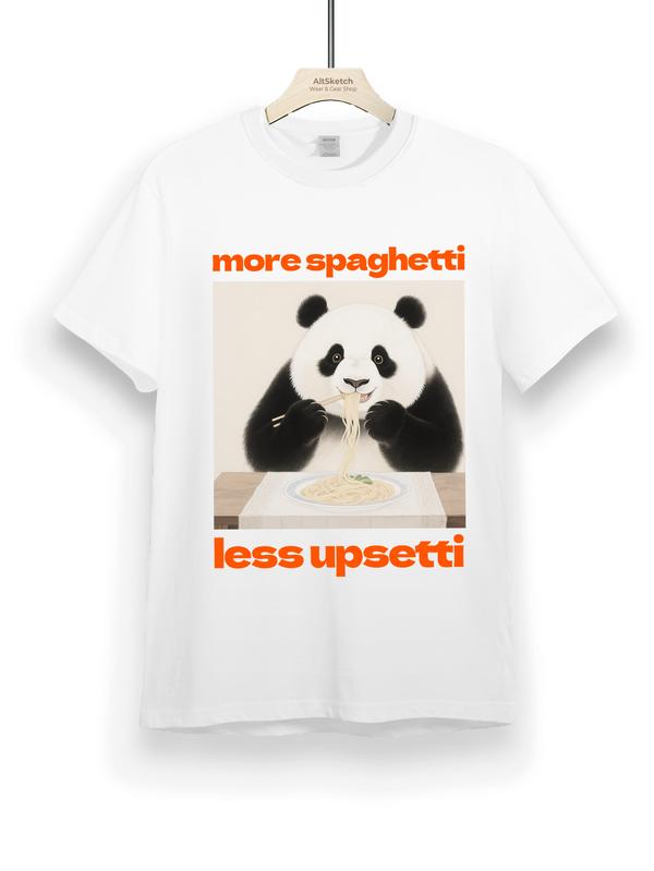 AltSketch Chinese Panda eating Ramen Spaghetti and Noodles Down Depression Classic T-Shirt